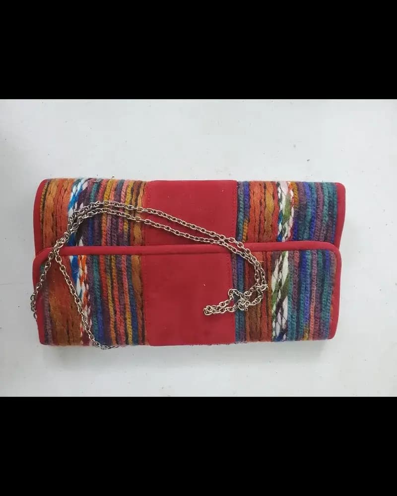 Vintage striped wool clutch purse