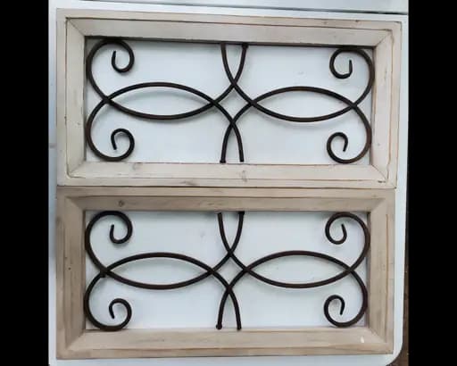 Wood and metal scroll wall art