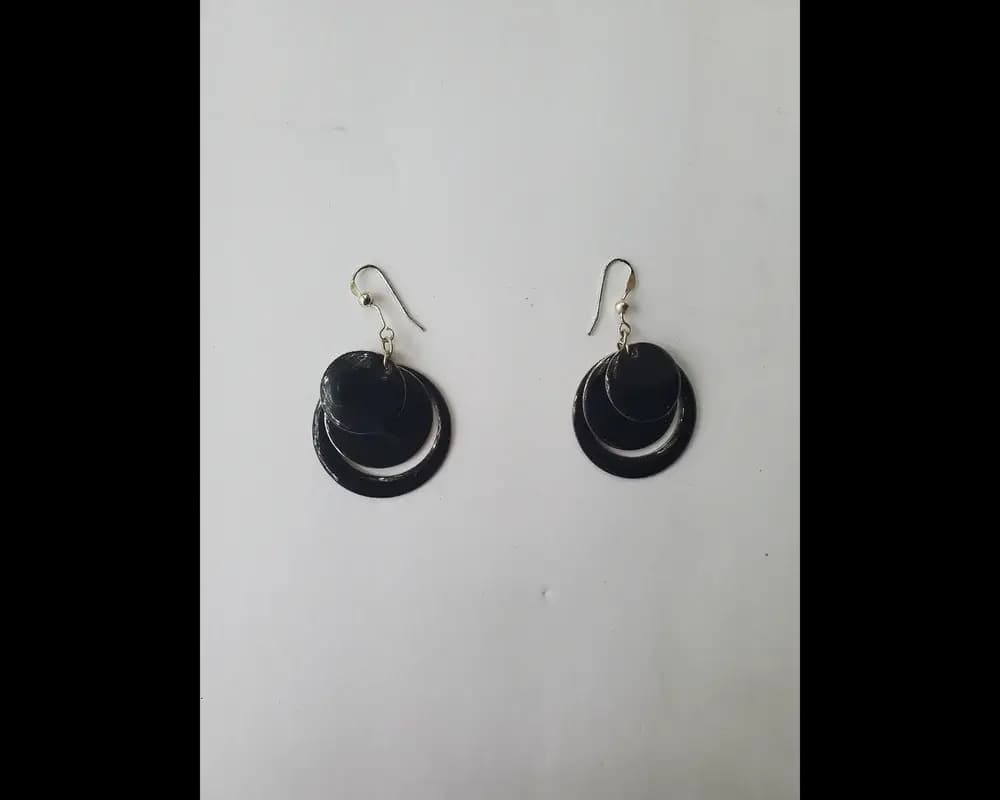 Black circle drop dangle earrings