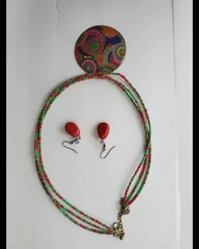 Seed bead necklace earring set